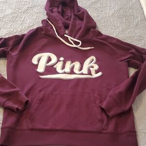 Victoria's Secret Maroon Hoodie with Pink Logo Size LARGE